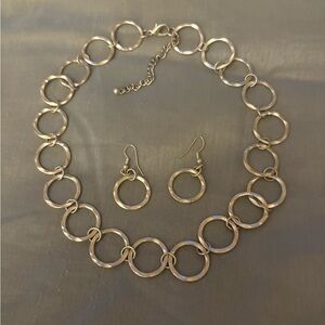 Charming Charlie Silver Circle Necklace and Earring Set